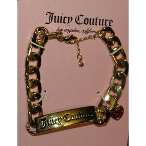 Juicy Couture Gold Tone Engraved Bar Bracelet